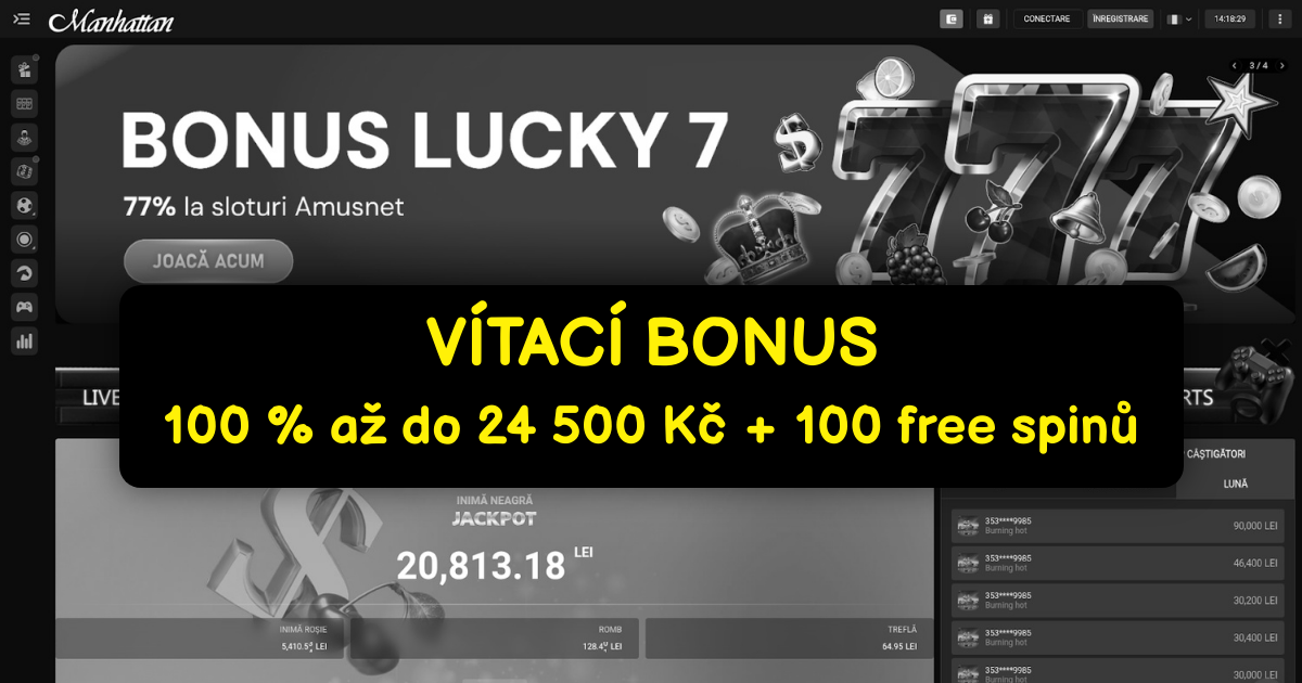 Manhattan Casino Česko: Sloty online s bonusem 100% do 10 000 Kč