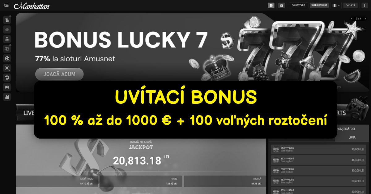 Manhattan Casino Slovensko: Sloty online s bonusom 2000 € + 100 FS